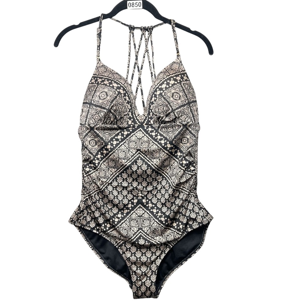 Athleta Swimsuit Size M‎ Antique Bandana Print One Piece Boho Beach Strappy Back